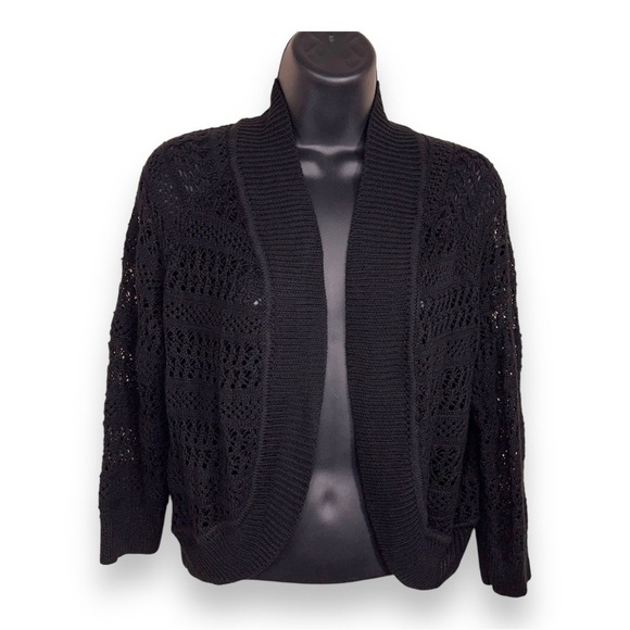 SMALL 89th & MADISON BLACK KNIT OPEN FRONT CARDIGAN SWEATER CLASSIC - Picture 1 of 8